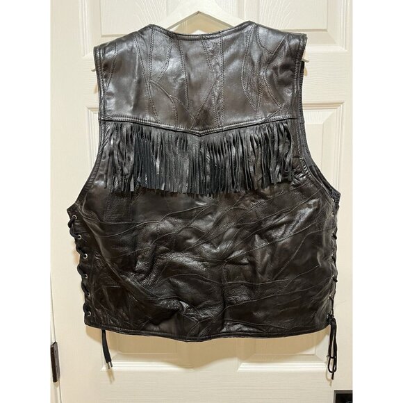 Genuine Buffalo Leather Naverre Leather Vest Men XXXL Italian Stone Fringe - Picture 2 of 10